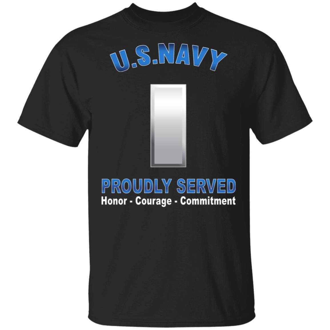 US Navy O-2 Lieutenant Junior Grade O2 LTJG Junior Officer Proudly Served T-Shirt On Front-Apparel-Veterans Nation