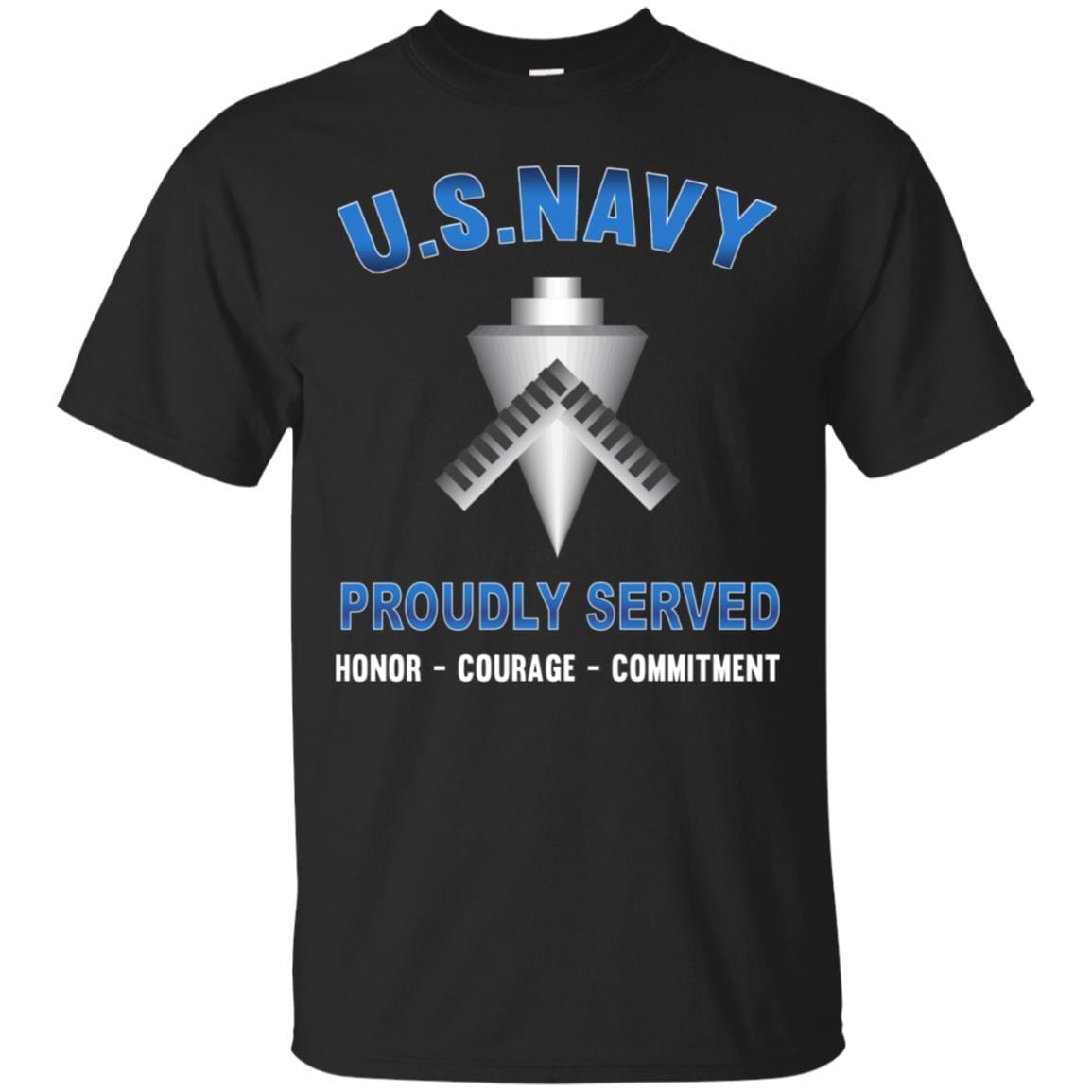 U.S Navy Builder Navy BU - Proudly Served T-Shirt For Men On Front-TShirt-Navy-Veterans Nation