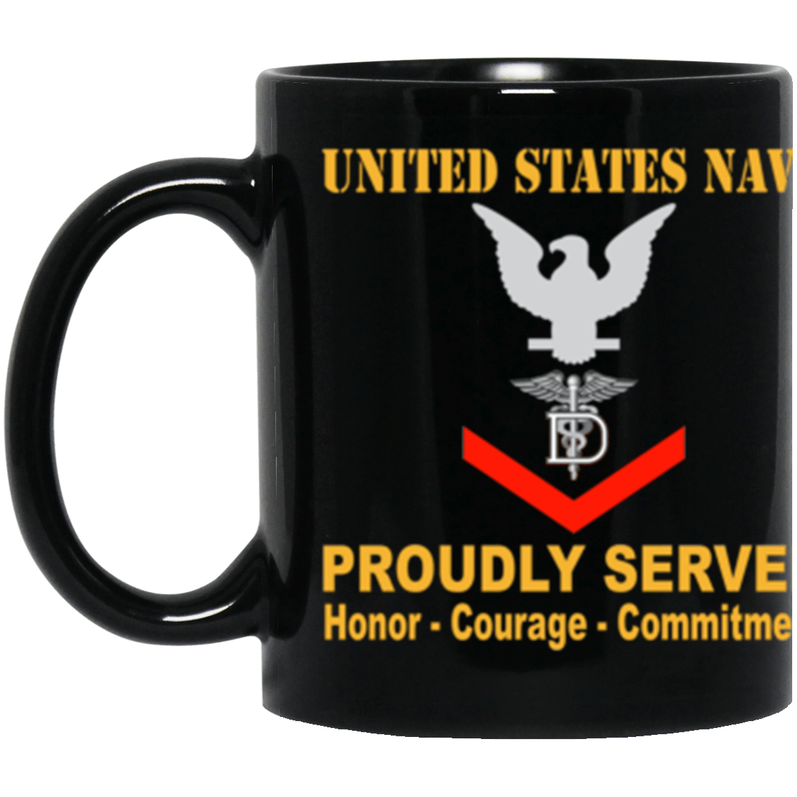 US Navy Dental Technician Navy DT E-4 11 oz. Black Mug-Drinkware-Veterans Nation