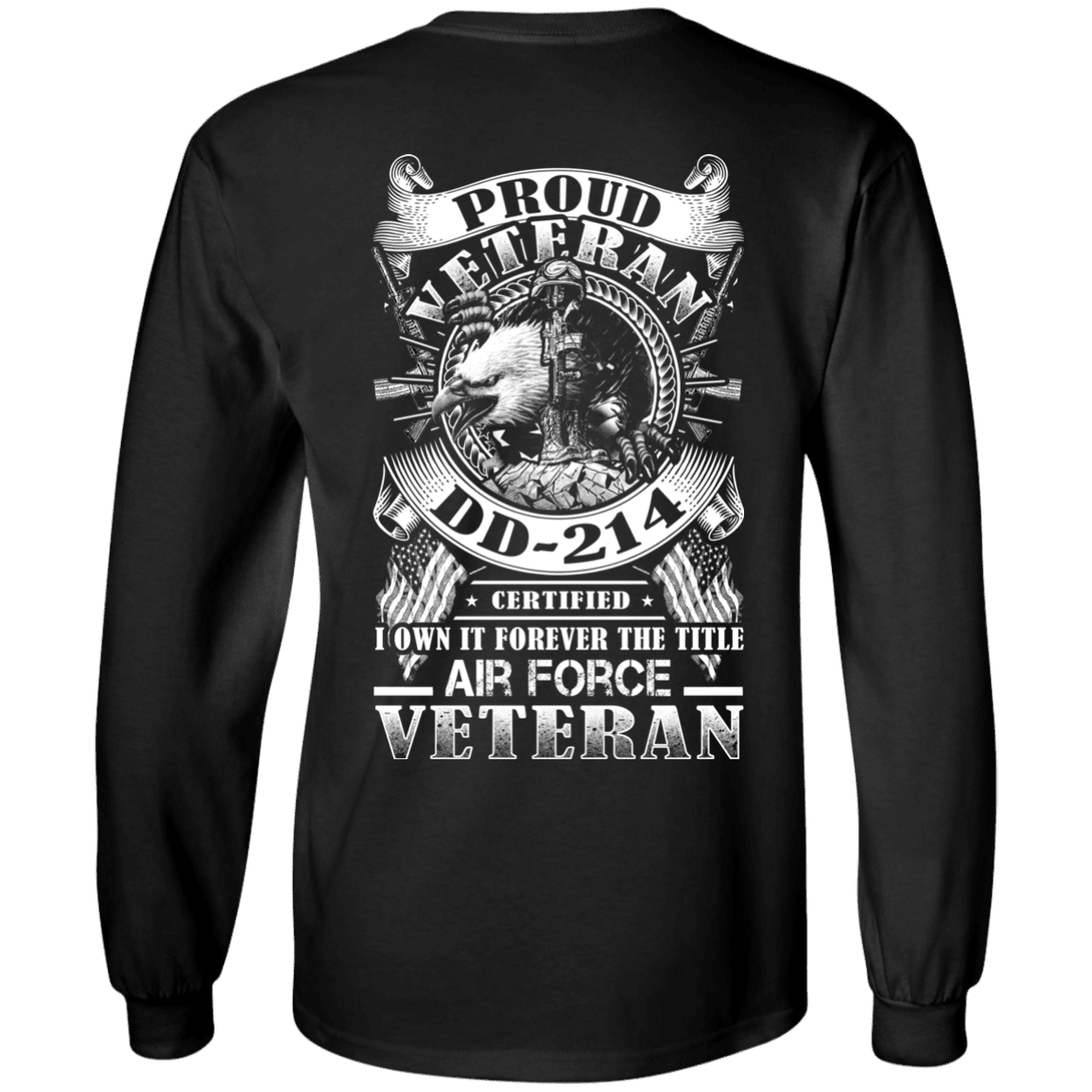 Proud Air Force Veteran DD214 Back T Shirts-TShirt-USAF-Veterans Nation