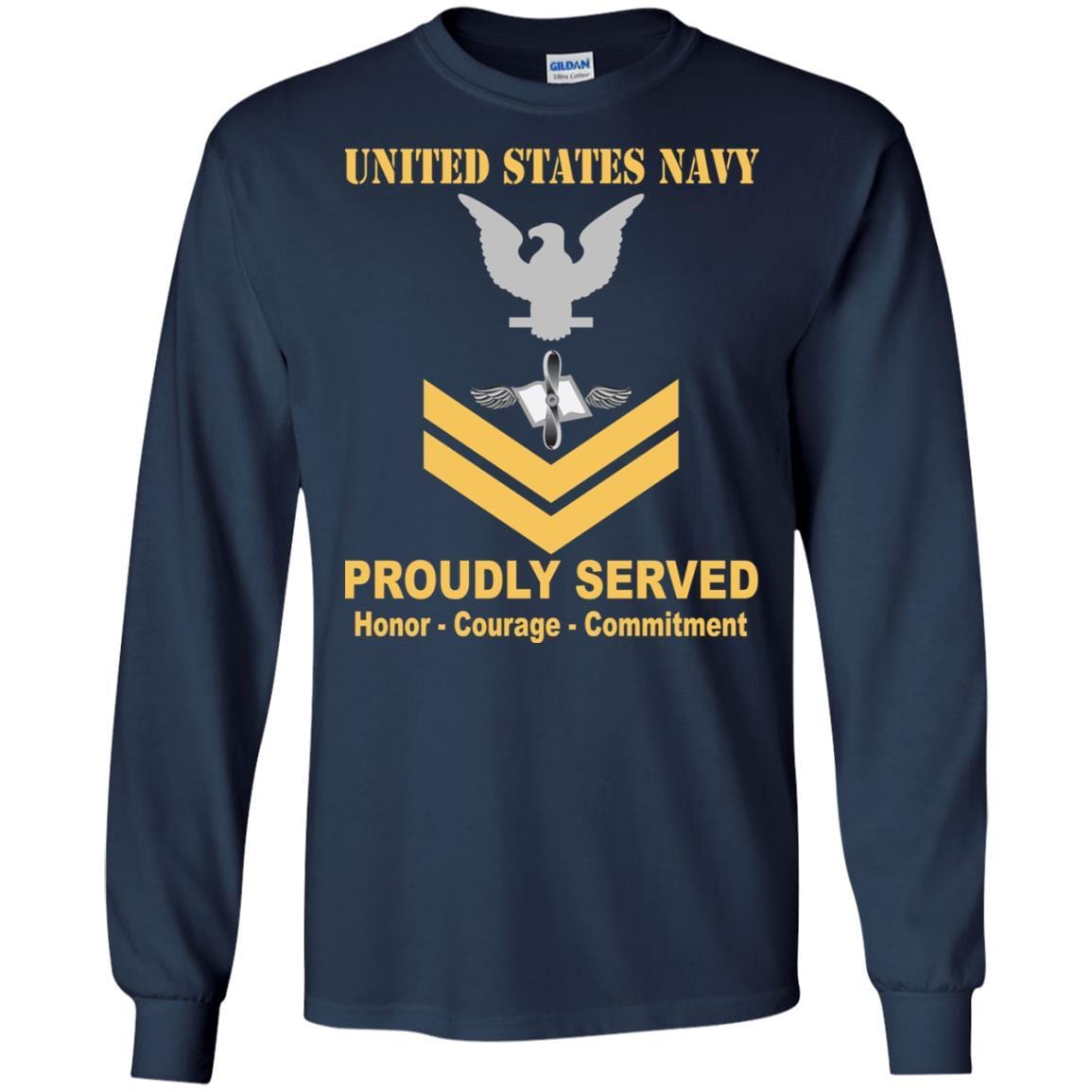 Navy Aviation Maintenance Administrationman Navy AZ E-5 Rating Badges Proudly Served T-Shirt For Men On Front-TShirt-Navy-Veterans Nation