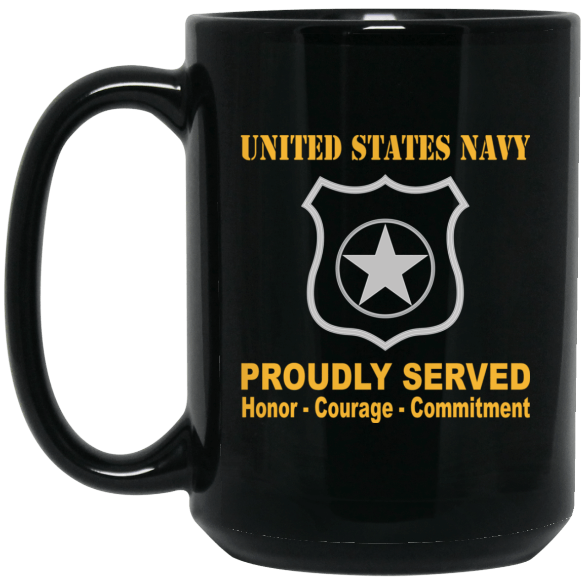 U.S Navy Master-at-arms Navy MA Proudly Served Black Mug 11 oz - 15 oz-Mug-Navy-Rate-Veterans Nation