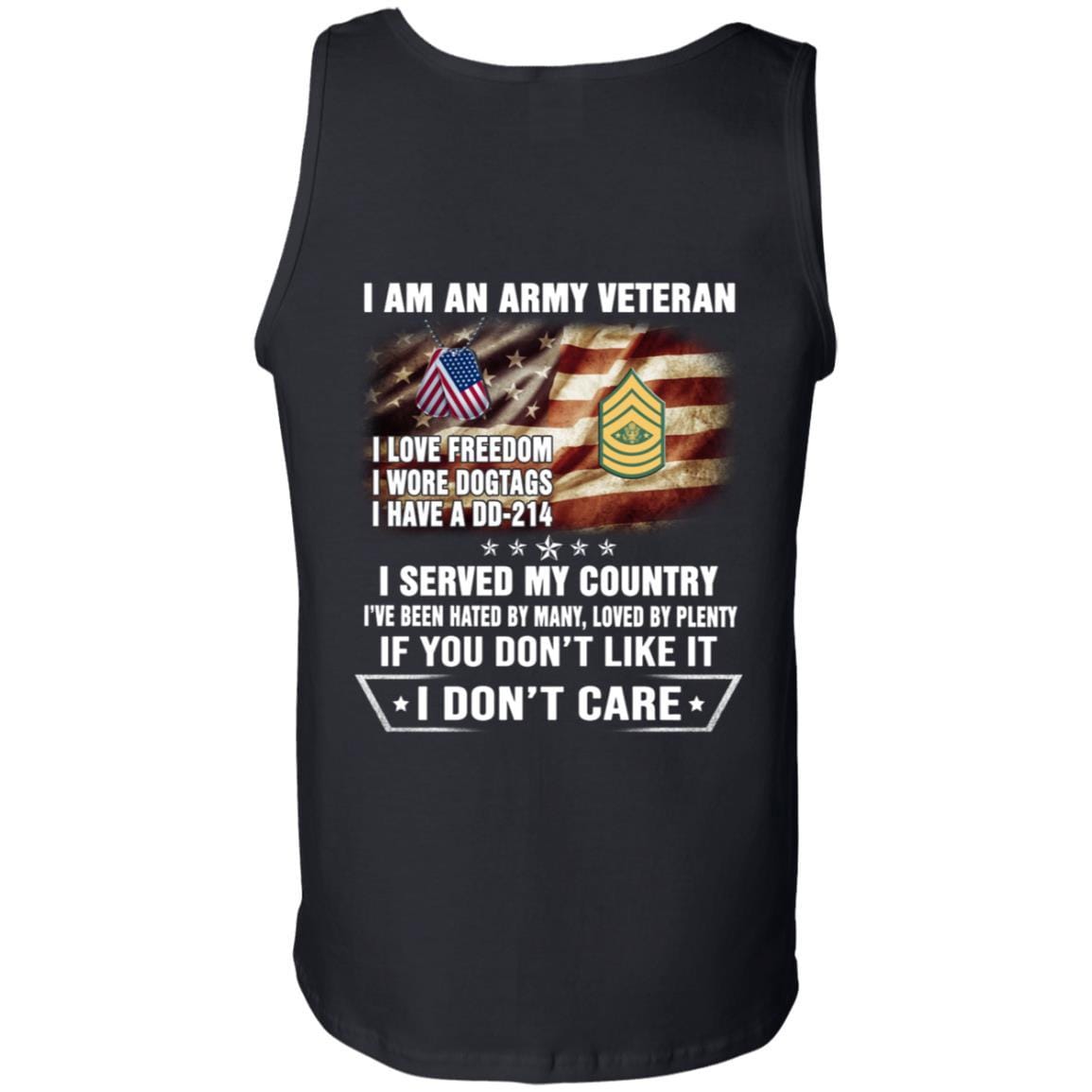 T-Shirt "I Am An Army Veteran" E-9 Sergeant Major of the Army(SMA)Rank On Back-TShirt-Army-Veterans Nation