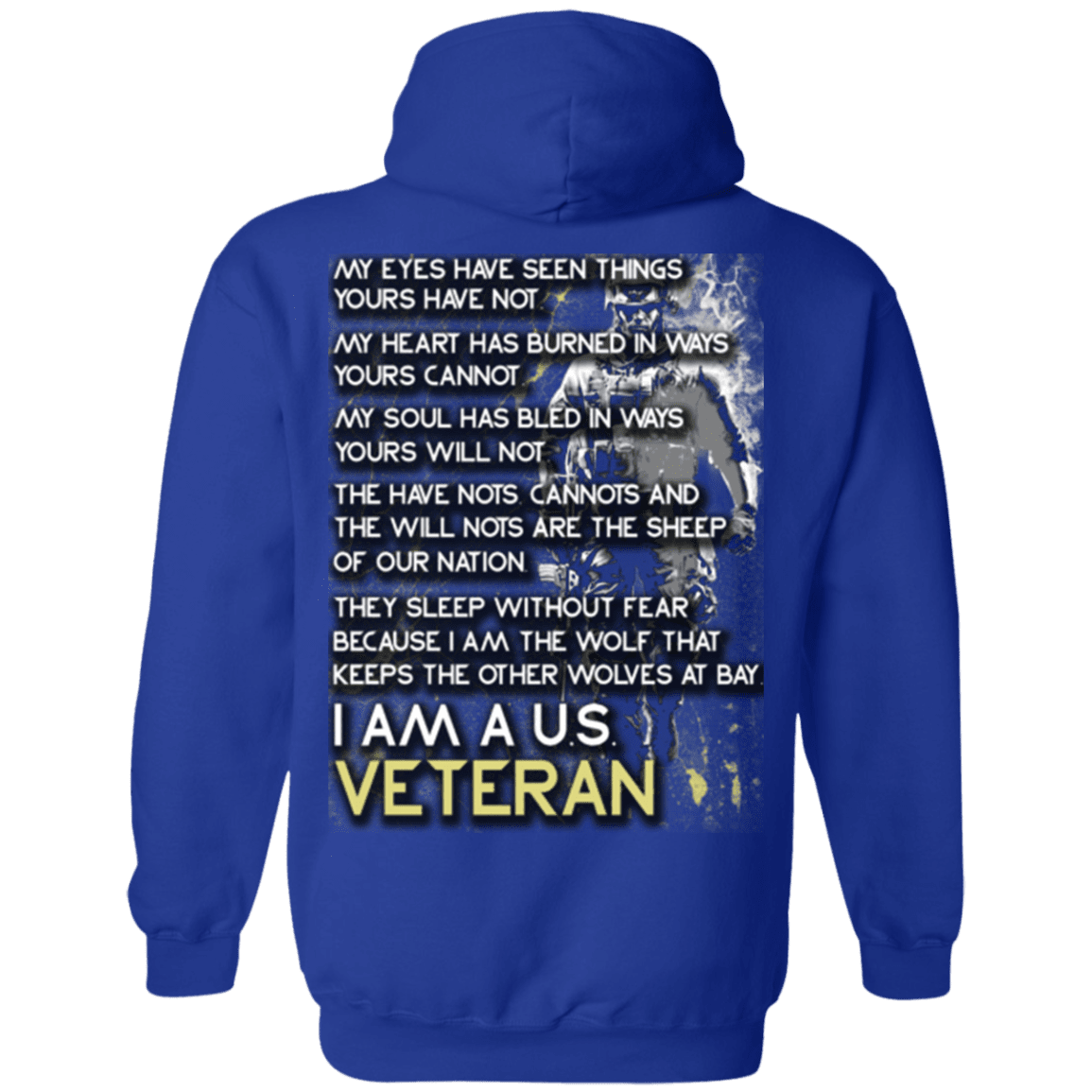 Military T-Shirt "I Am A US Veteran, I Am The Wolf" - Men Back-TShirt-General-Veterans Nation