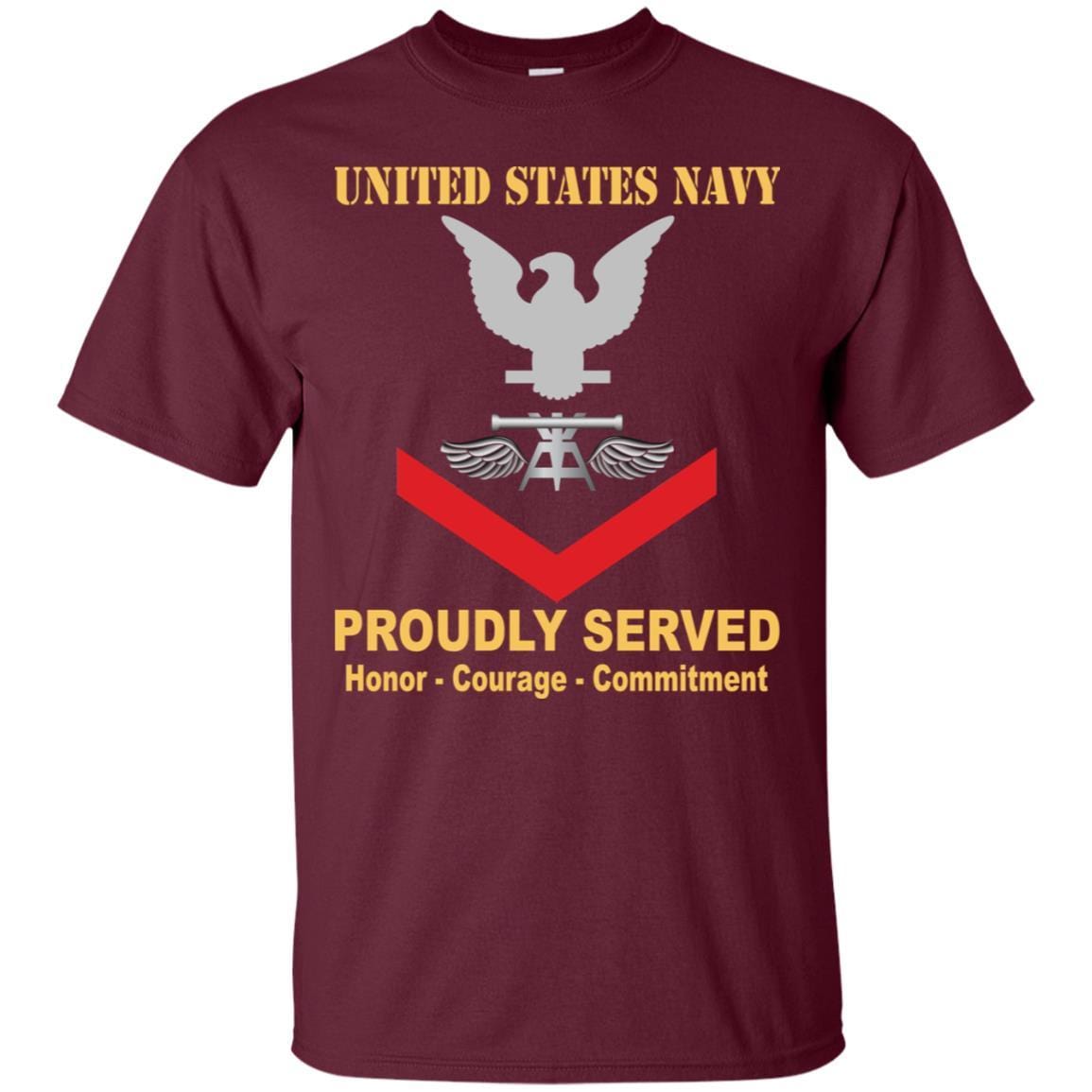 Navy Aviation Fire Control Tech Navy AQ E-4 Rating Badges Proudly Served T-Shirt For Men On Front-TShirt-Navy-Veterans Nation