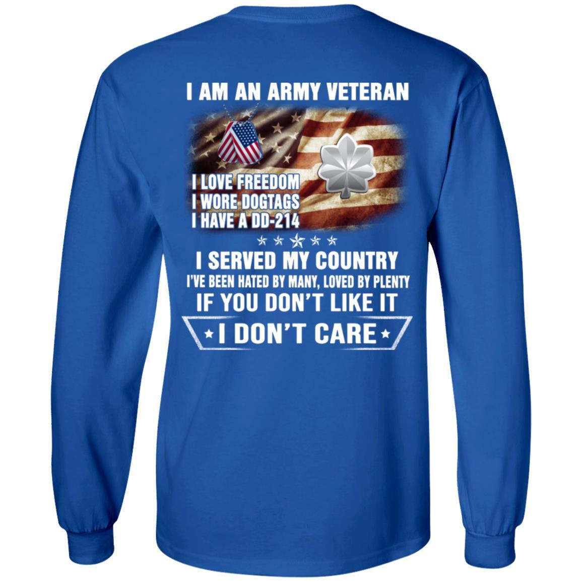T-Shirt "I Am An Army Veteran" O-5 Lieutenant Colonel(LTC)Rank On Back-TShirt-Army-Veterans Nation