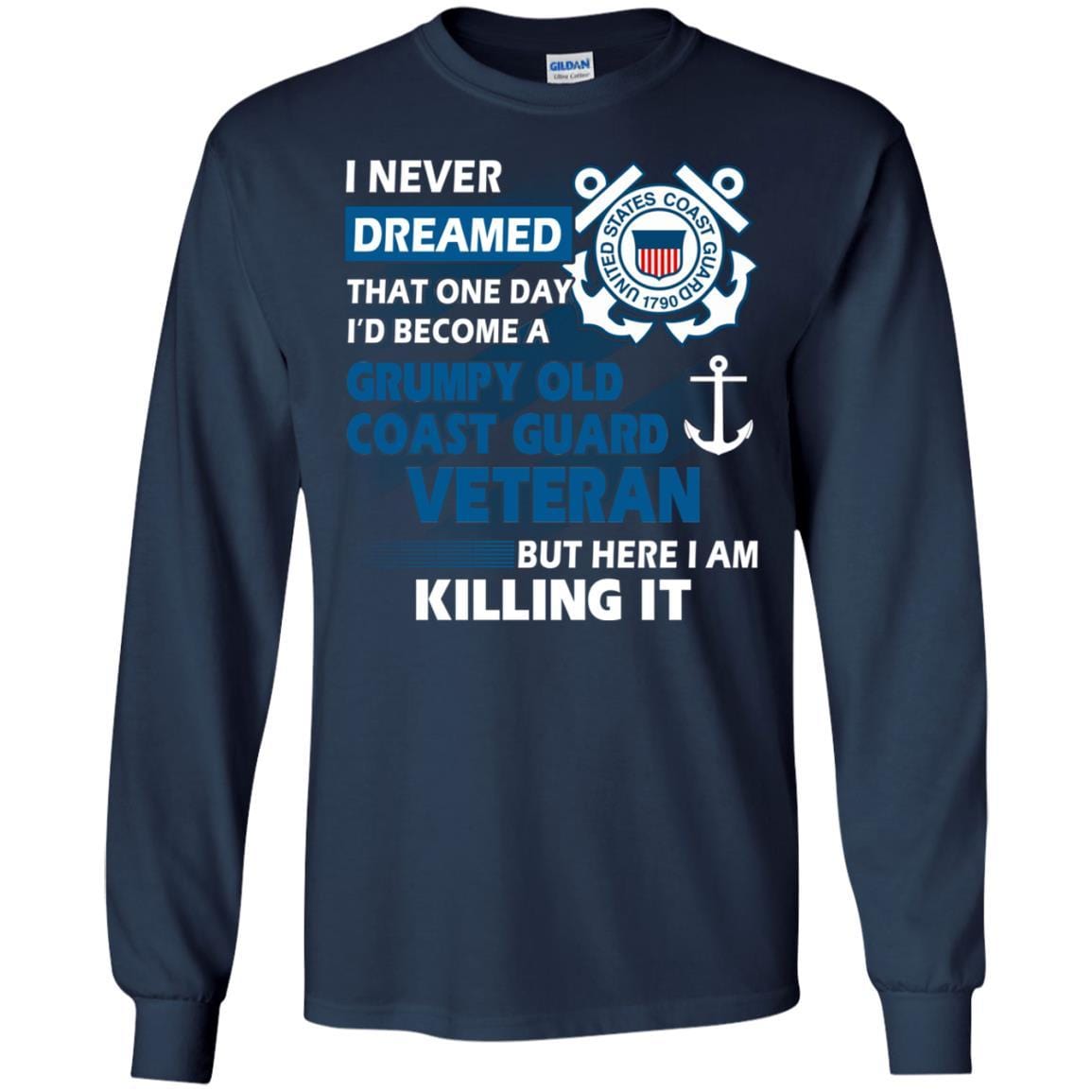 US Coast Guard Grumpy Old Veteran T-Shirt On Front-TShirt-USCG-Veterans Nation