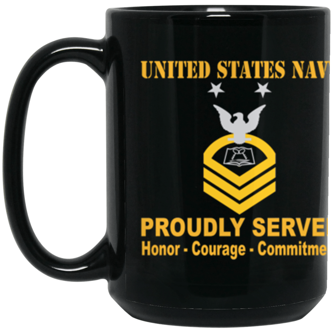 US Navy MS E-9 15 oz. Black Mug-Drinkware-Veterans Nation