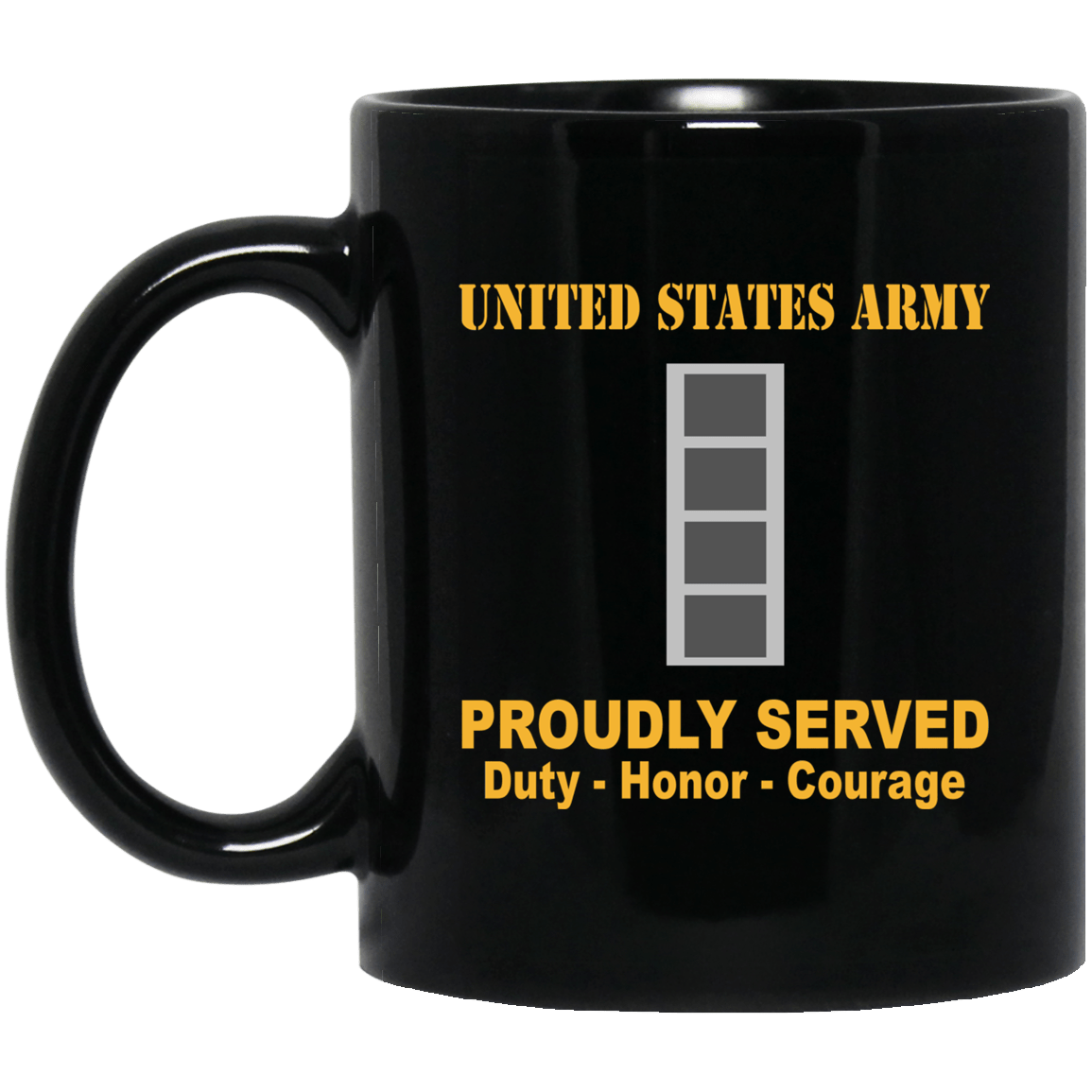 US Army Insignia Proudly Served Duty - Honor - Courage Black Coffee Mug 11oz-15oz-Mug-Army-Veterans Nation