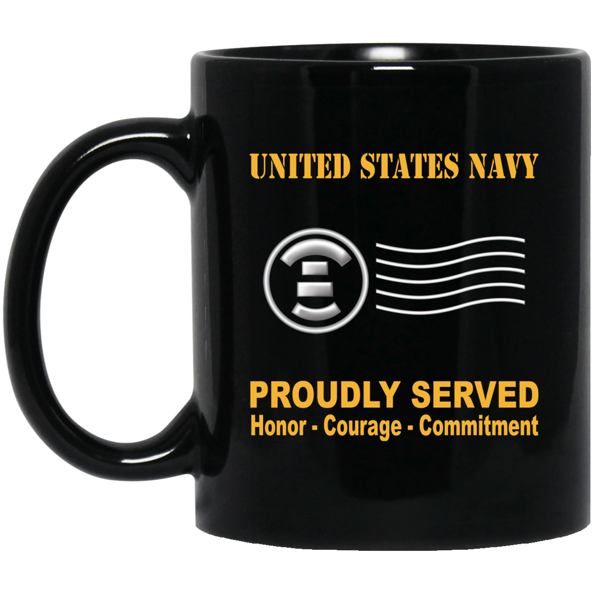 Navy Postal Clerk Navy PC Proudly Served Black Mug 11 oz - 15 oz-Mug-Navy-Rate-Veterans Nation