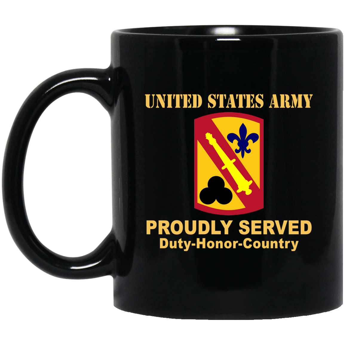 US ARMY 42 FIELD ARTILLERY BRIGADE- 11 oz - 15 oz Black Mug-Mug-Army-CSIB-Veterans Nation