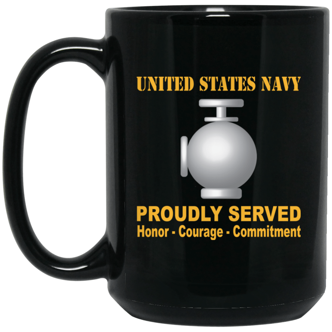 Navy Utilitiesman Navy UT Proudly Served Black Mug 11 oz - 15 oz-Mug-Navy-Rate-Veterans Nation