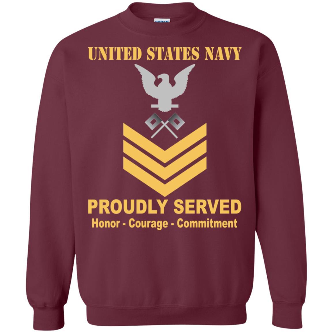 U.S Navy Signalman Navy SN E-6 Rating Badges Proudly Served T-Shirt For Men On Front-TShirt-Navy-Veterans Nation