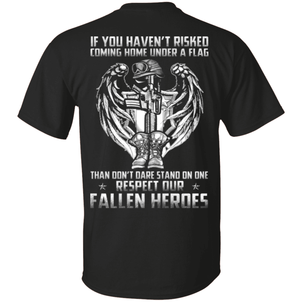 Military T-Shirt "Veteran - Under A Flag Respect Our Fallen Heroes"-TShirt-General-Veterans Nation