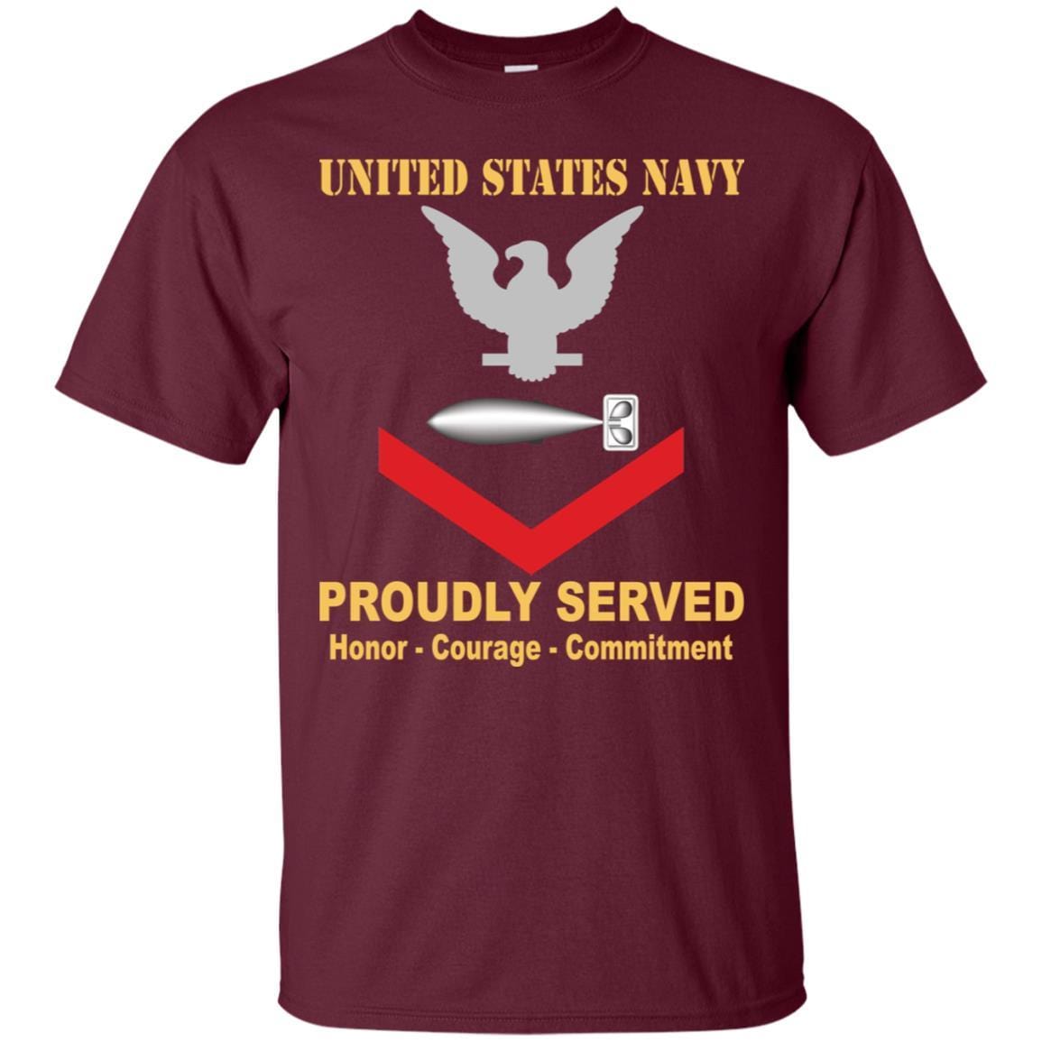 U.S Navy Torpedoman's mate Navy TM E-4 Rating Badges Proudly Served T-Shirt For Men On Front-TShirt-Navy-Veterans Nation