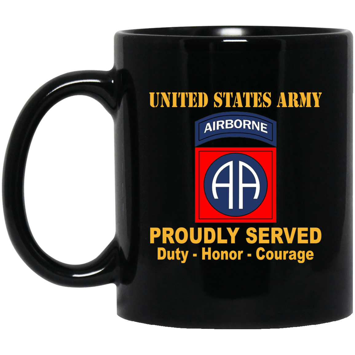 U.S. Army 82nd Airborne 11 oz - 15 oz Black Mug-Mug-Army-CSIB-Veterans Nation