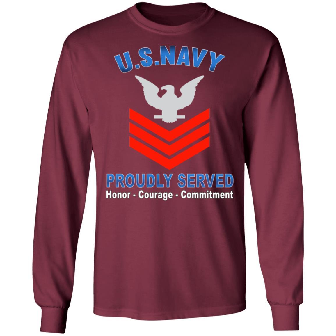 US Navy E-6 Petty Officer First Class E6 PO1 Collar Device Proudly Served T-Shirt On Front-Apparel-Veterans Nation