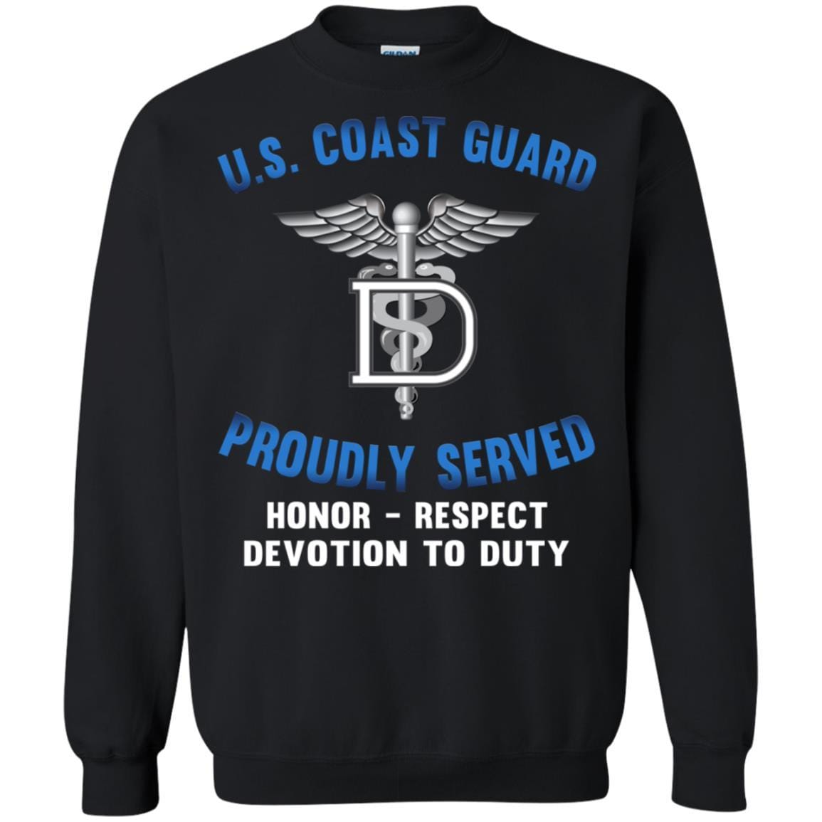 US Coast Guard Dental Technician DT Logo Proudly Served T-Shirt For Men On Front-TShirt-USCG-Veterans Nation