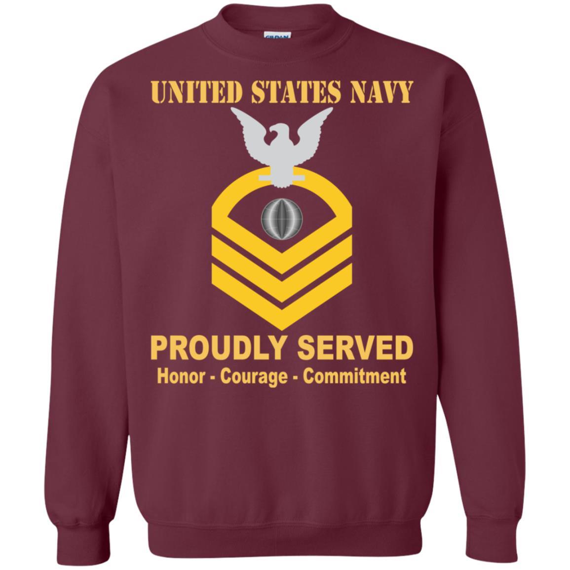 U.S Navy Electrician's mate Navy EM E-7 Rating Badges Proudly Served T-Shirt For Men On Front-TShirt-Navy-Veterans Nation