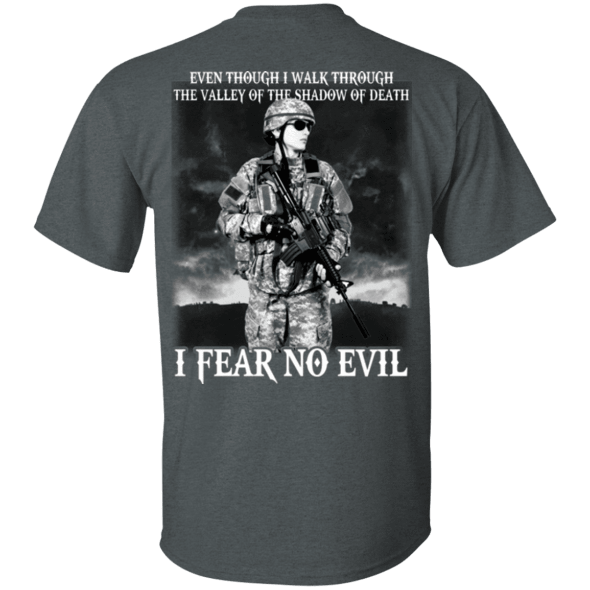 Military T-Shirt "I Fear No Evil Female Veteran Design" On Back-TShirt-General-Veterans Nation