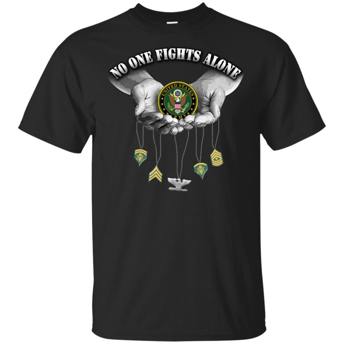 T-Shirt "No One Fights Alone Army Ranks" On Front-TShirt-Army-Veterans Nation