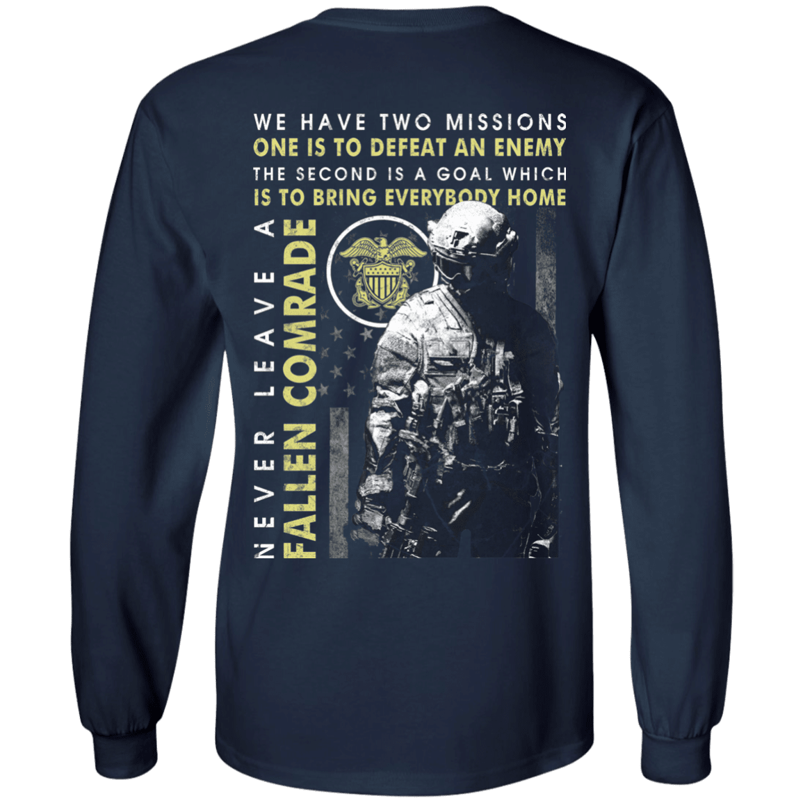 Never Leave A Fallen Comrade Navy Men Back T Shirts-TShirt-Navy-Veterans Nation