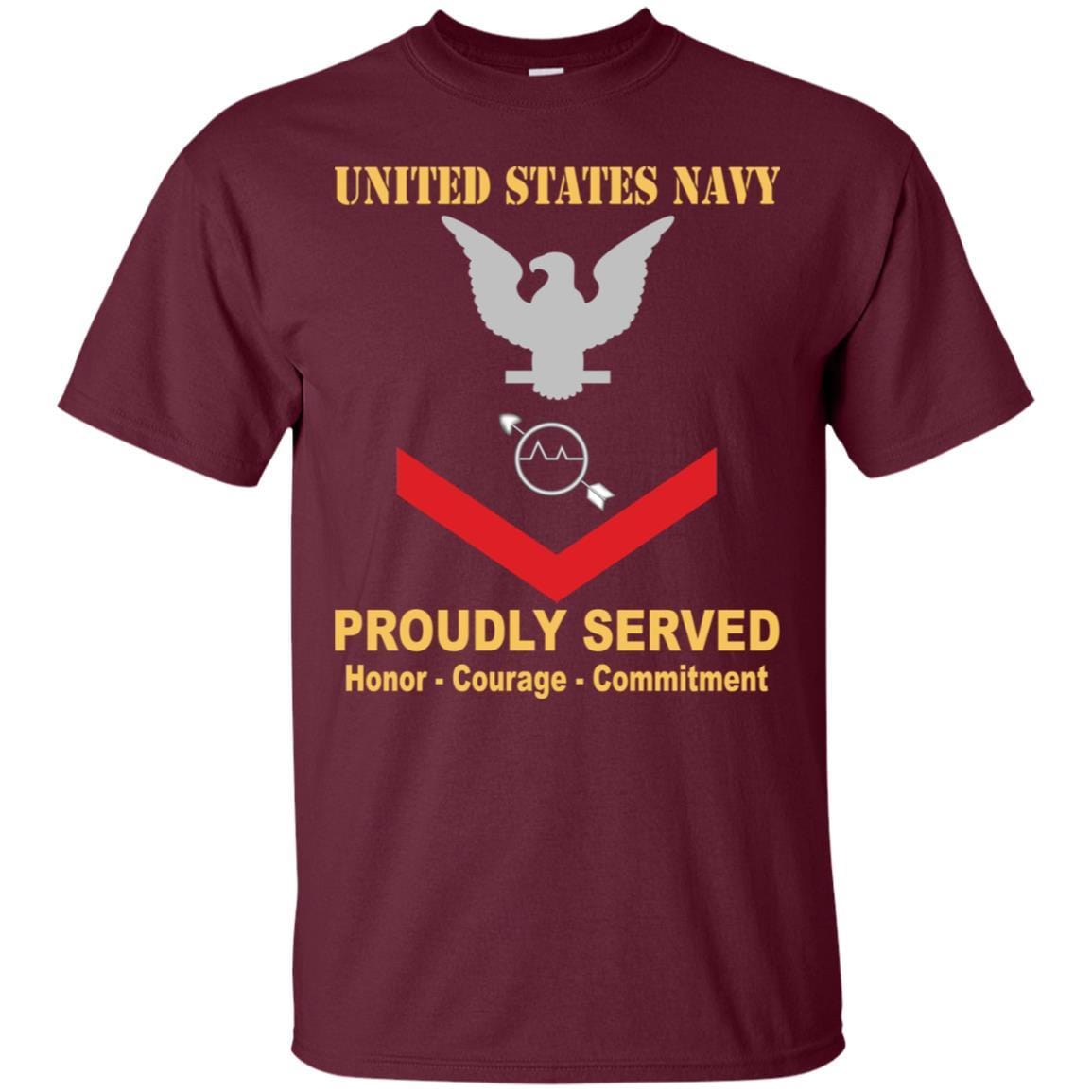 U.S Navy Operations specialist Navy OS E-4 Rating Badges Proudly Served T-Shirt For Men On Front-TShirt-Navy-Veterans Nation