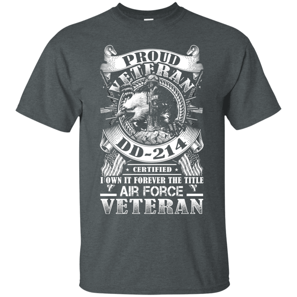 Proud Air Force Veteran DD214 Front T Shirts-TShirt-USAF-Veterans Nation