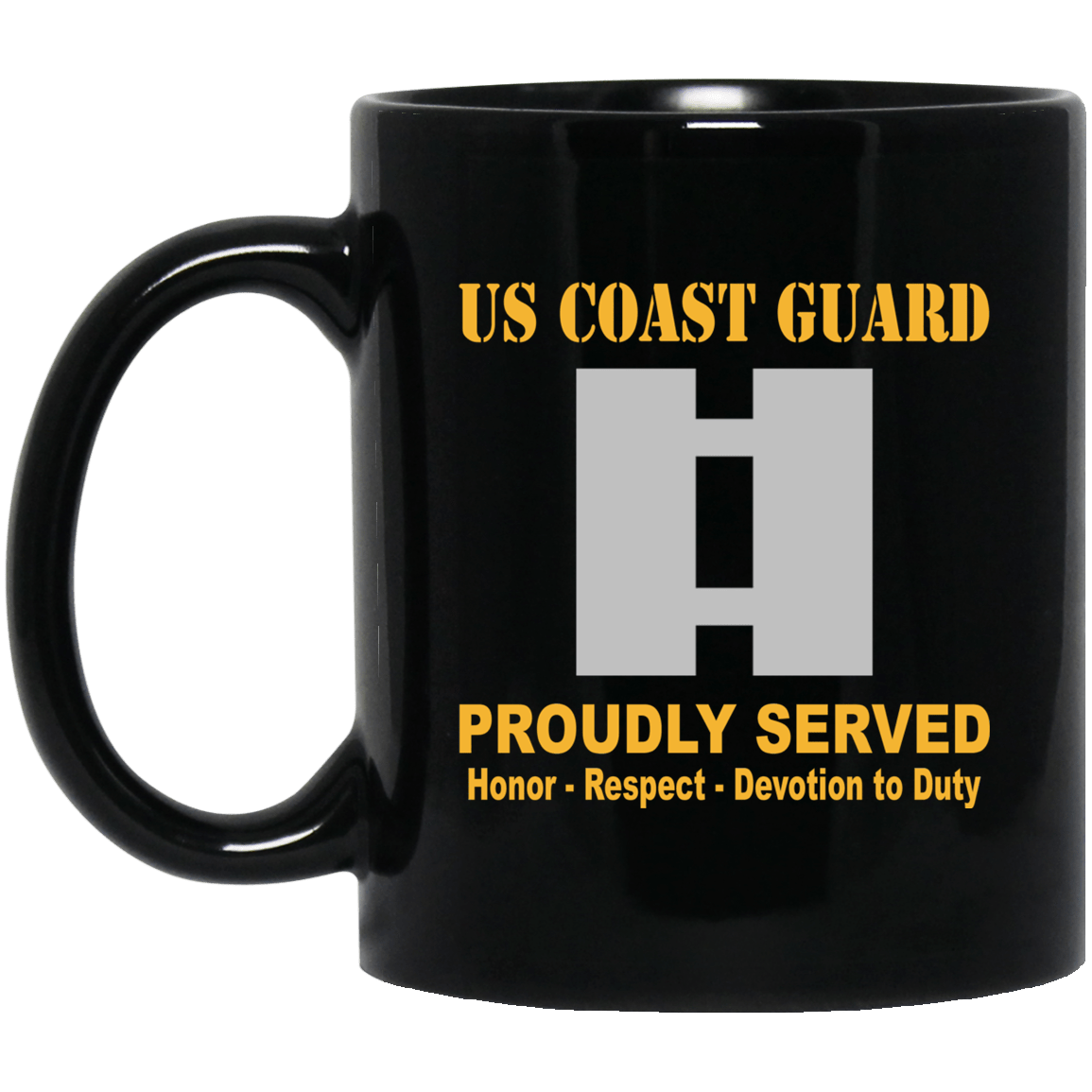 US Coast Guard O-3 Lieutenant O3 LT Junior Officer Ranks Proudly Served Black Mug 11 oz - 15 oz-Mug-USCG-Officer-Veterans Nation