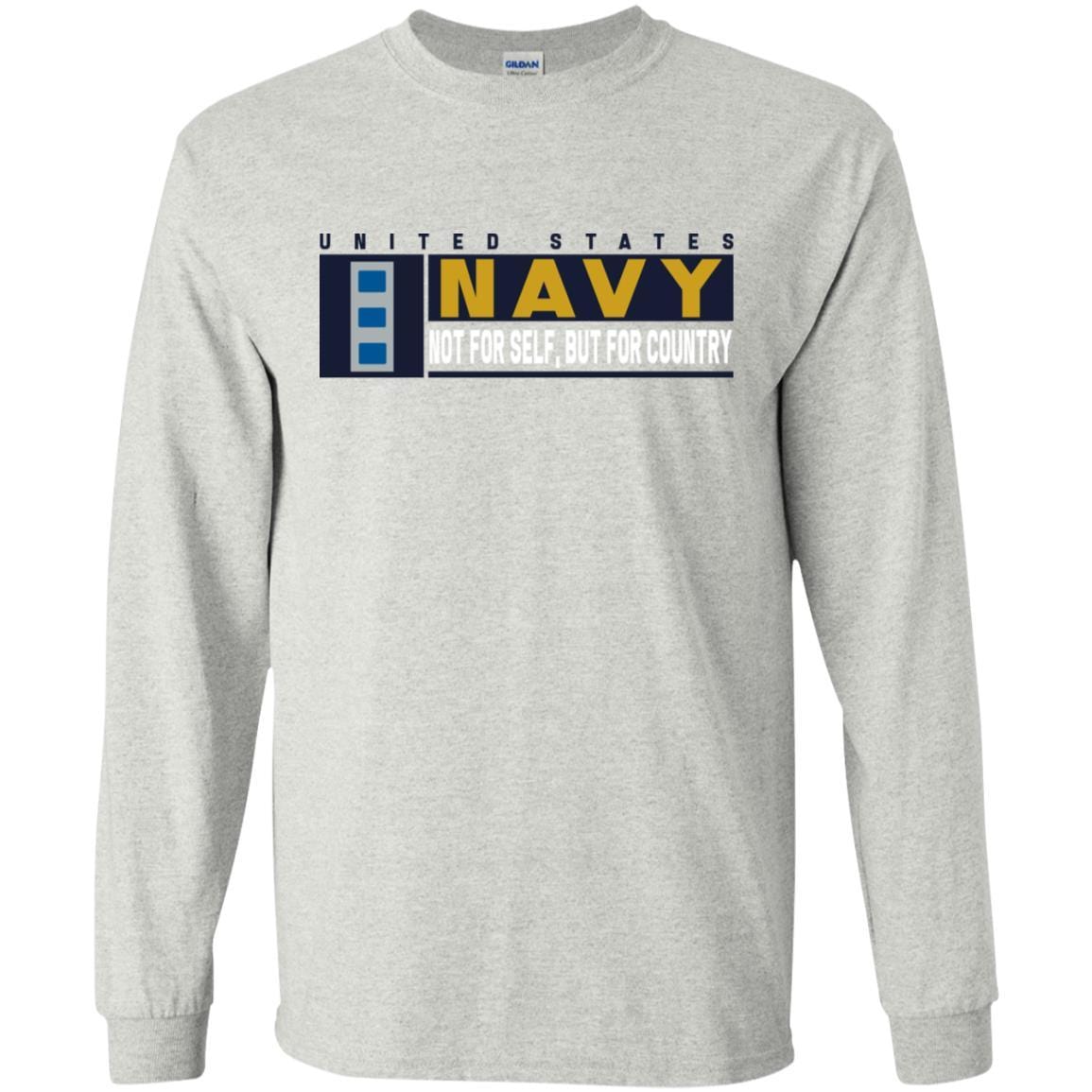 US Navy W-4 Chief Warrant Officer Not For Self, But For Country Long Sleeve - Pullover Hoodie-TShirt-Navy-Veterans Nation