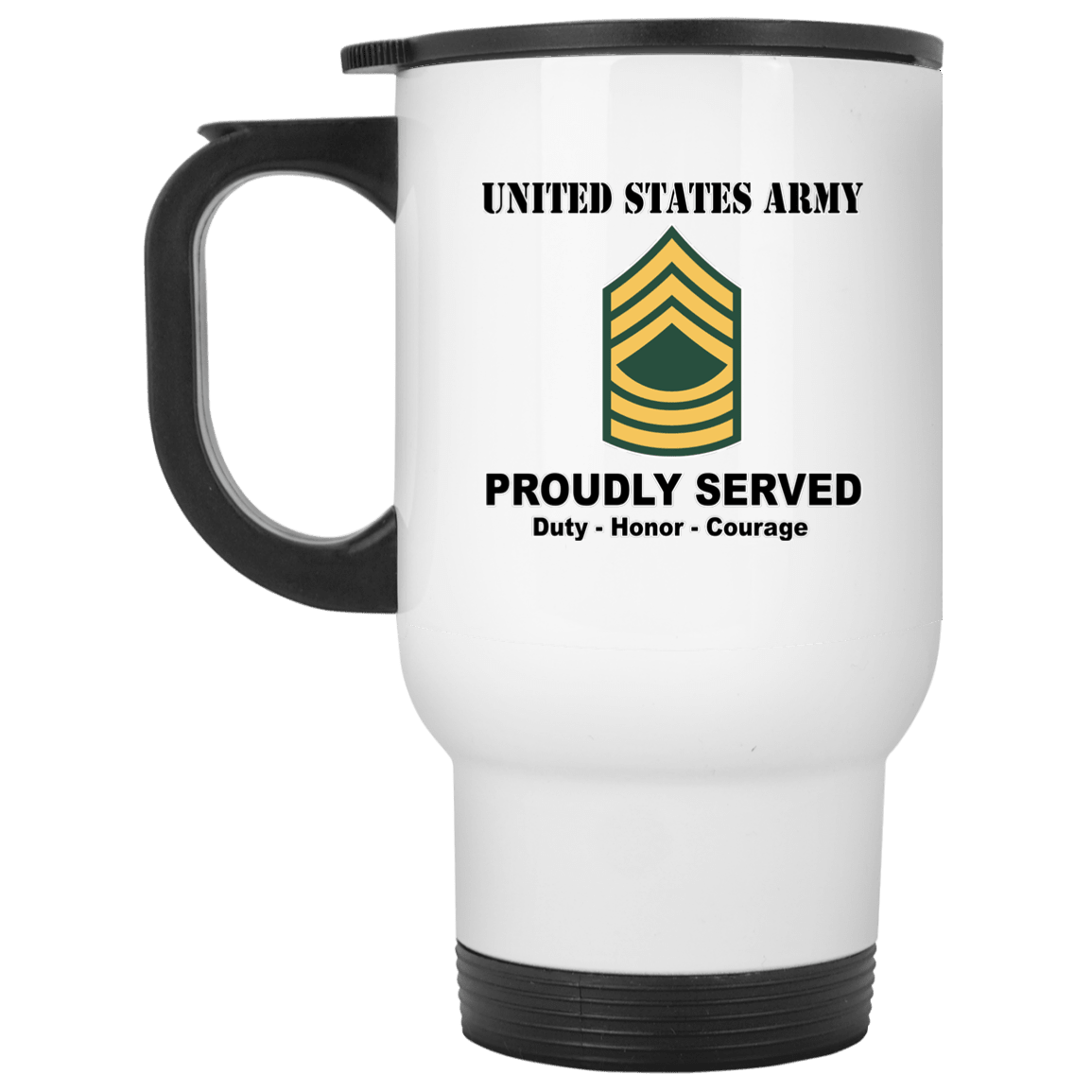 US Army E-8 Master Sergeant E8 MSG Noncommissioned Officer Ranks White Coffee Mug - Stainless Travel Mug-Mug-Army-Ranks-Veterans Nation