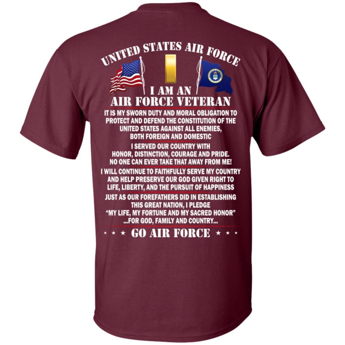 US Air Force O-1 Second Lieutenant 2d Lt O1 Commissioned Officer Ranks - Go Air Force T-Shirt On Back-TShirt-USAF-Veterans Nation