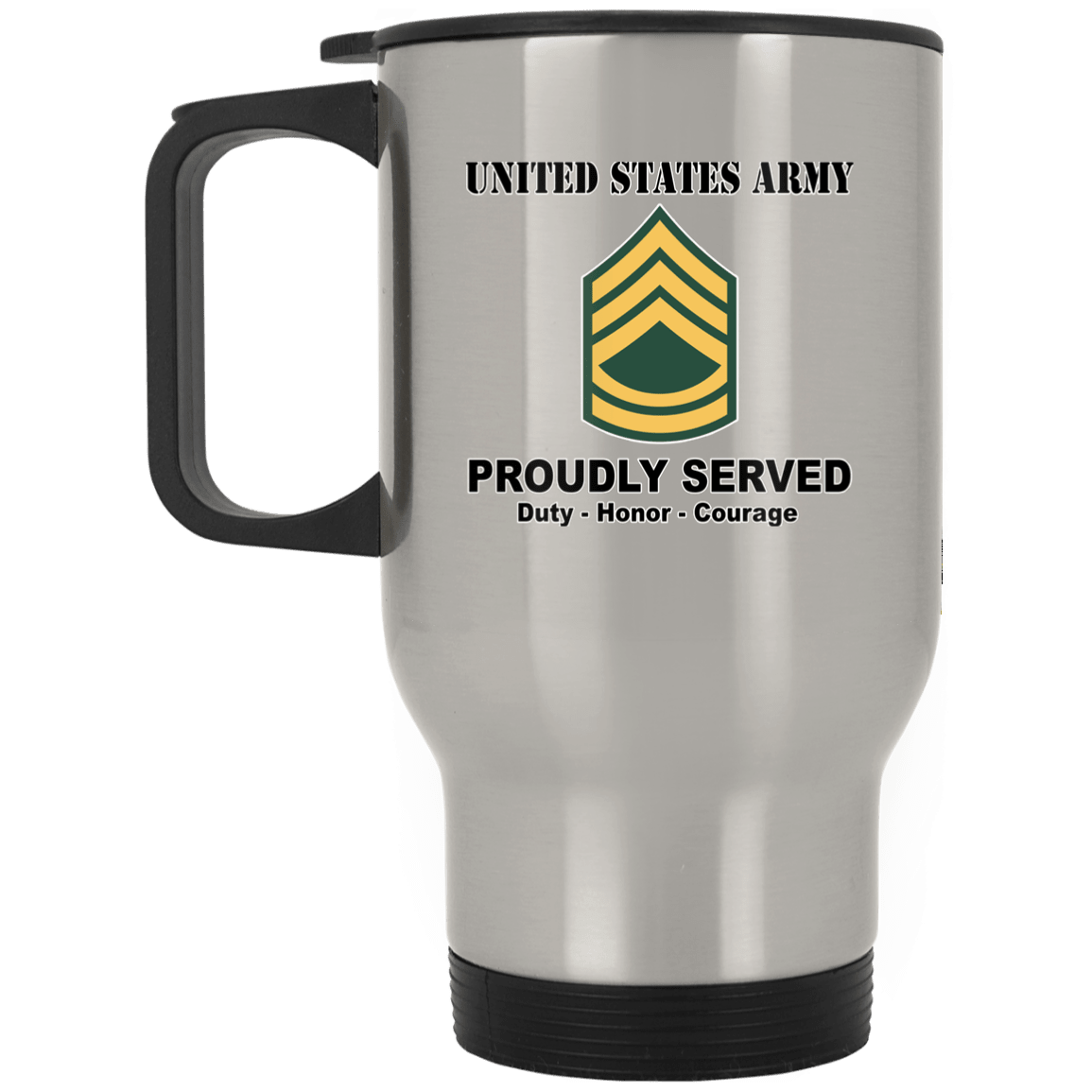 US Army E-7 Sergeant First Class E7 SFC Noncommissioned Officer Ranks White Coffee Mug - Stainless Travel Mug-Mug-Army-Ranks-Veterans Nation