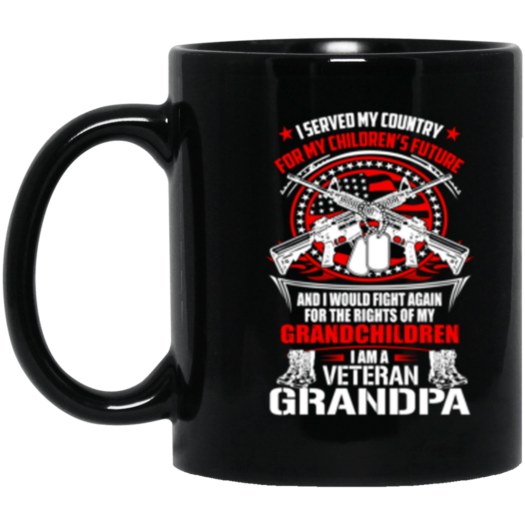 I AM A VETERAN GRANDPA - SALE OFF TODAY 11 oz. Black Mug-Mug-General-Veterans Nation