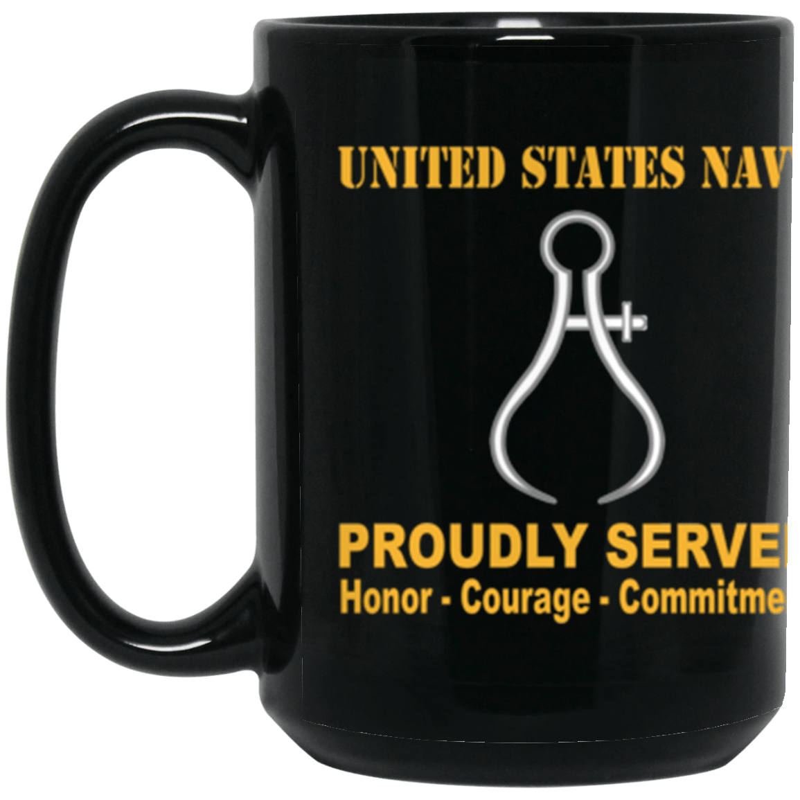 US Navy Navy Instrumentman Navy IM Proudly Served Core Values 15 oz. Black Mug-Drinkware-Veterans Nation