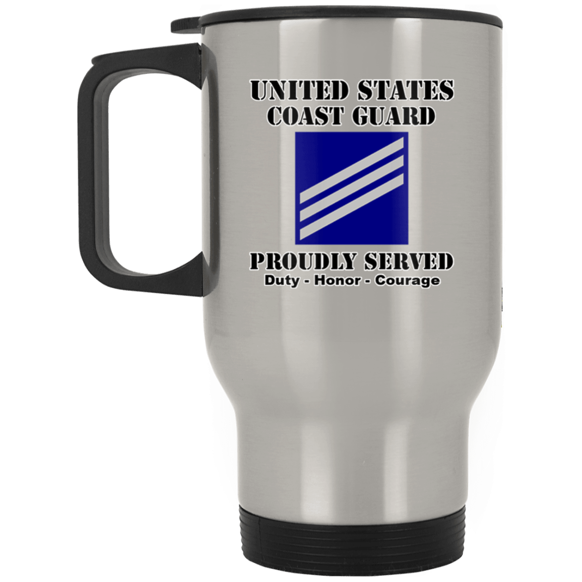 US Coast Guard E-3 Seaman E3 SN Seaman Ranks White Coffee Mug - Stainless Travel Mug-Mug-USCG-Collar-Veterans Nation