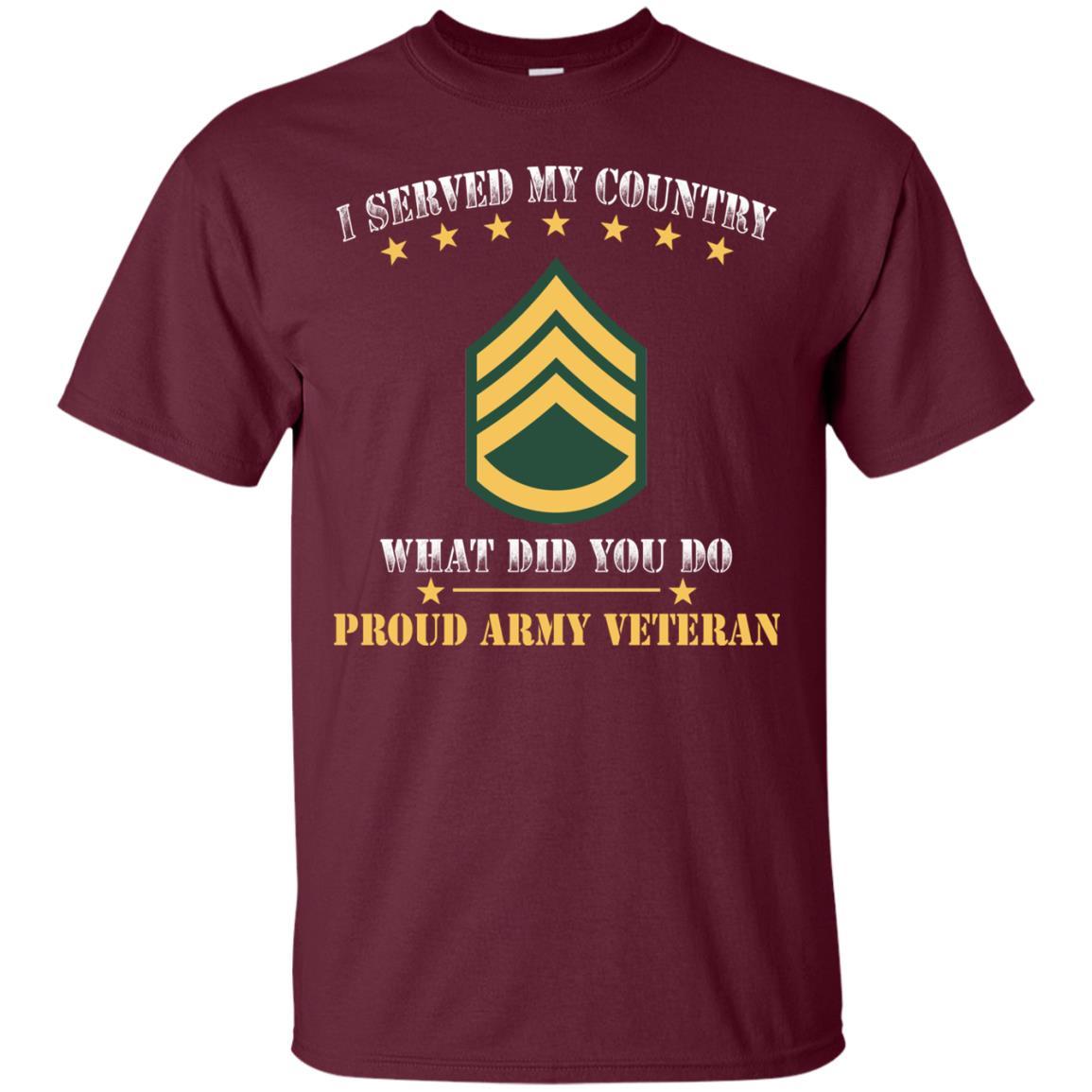 US Army E-6 Staff Sergeant E6 SSG Noncommissioned Officer Ranks Men Front T Shirt - Proud US Army Veteran-TShirt-Army-Veterans Nation