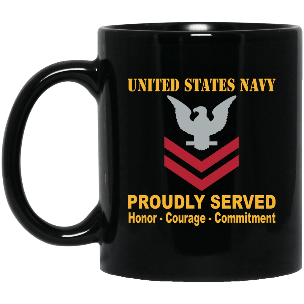 US Navy E-5 Petty Officer Second Class E5 PO2 Collar Device Black Mug 11 oz - 15 oz-Mug-Navy-Collar-Veterans Nation