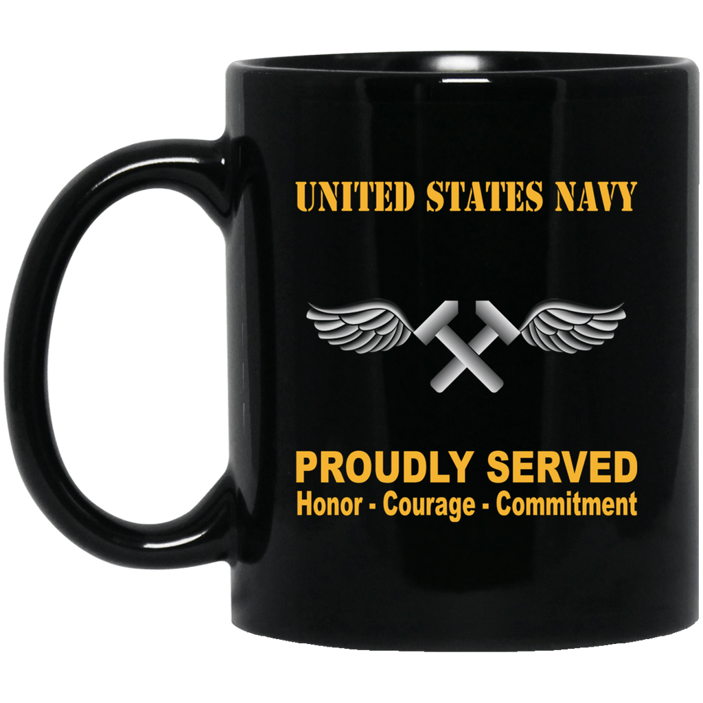 Navy Aviation Structural Mechanic Navy AM Proudly Served Black Mug 11 oz - 15 oz-Mug-Navy-Rate-Veterans Nation