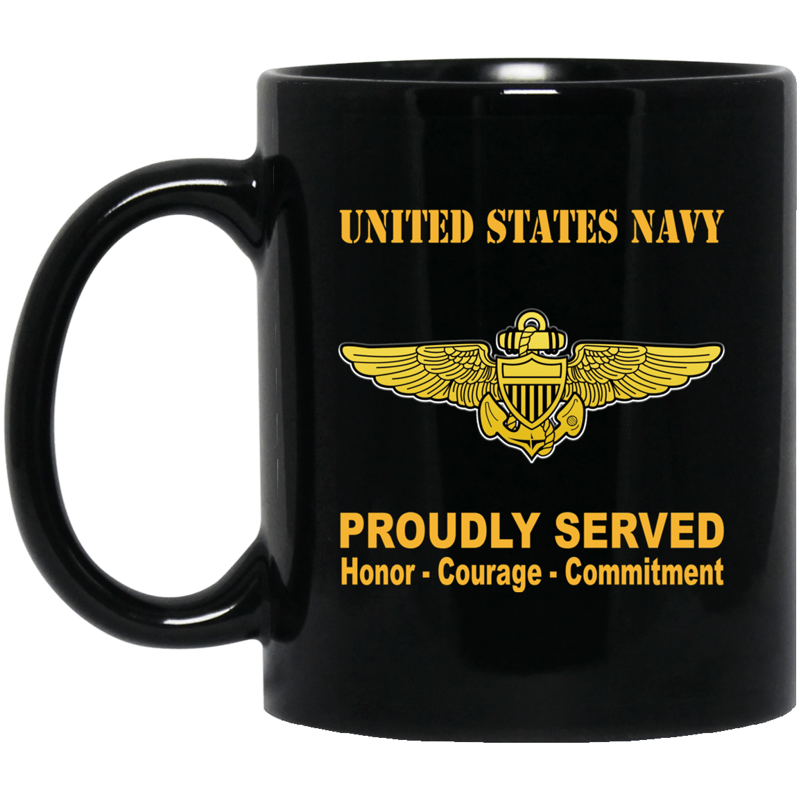 US Navy Naval Aviator Badge 11 oz - 15 oz Black Mug-Mug-Navy-Badge-Veterans Nation