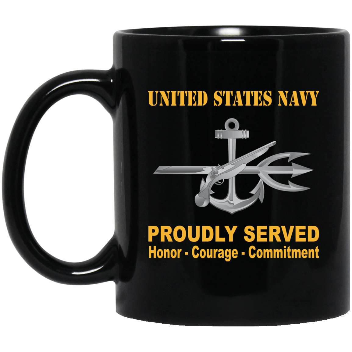 Navy Special Warfare Operator Navy SO Proudly Served Black Mug 11 oz - 15 oz-Mug-Navy-Rate-Veterans Nation