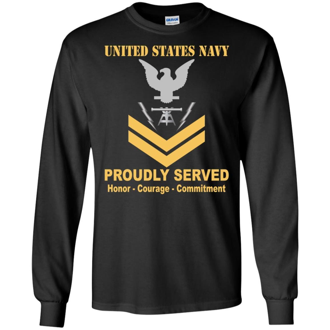 Navy Fire Controlman Navy FC E-5 Rating Badges Proudly Served T-Shirt For Men On Front-TShirt-Navy-Veterans Nation