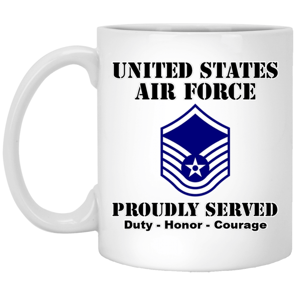 US Air Force E-7 Master Sergeant MSgt E7 Noncommissioned Officer Ranks White Coffee Mug - Stainless Travel Mug-Mug-USAF-Ranks-Veterans Nation