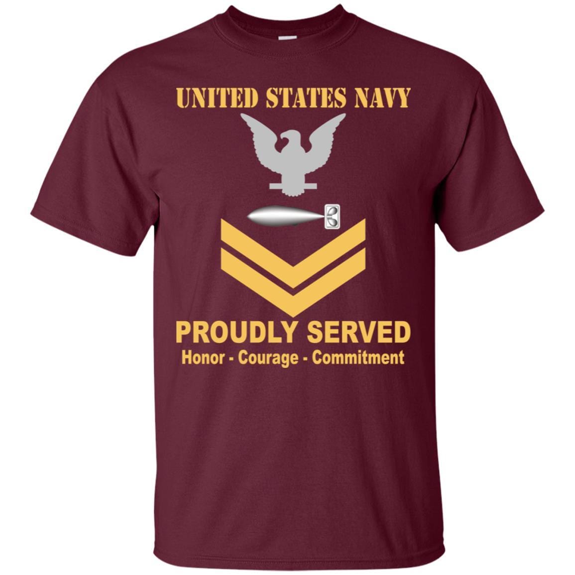 U.S Navy Torpedoman's mate Navy TM E-5 Rating Badges Proudly Served T-Shirt For Men On Front-TShirt-Navy-Veterans Nation