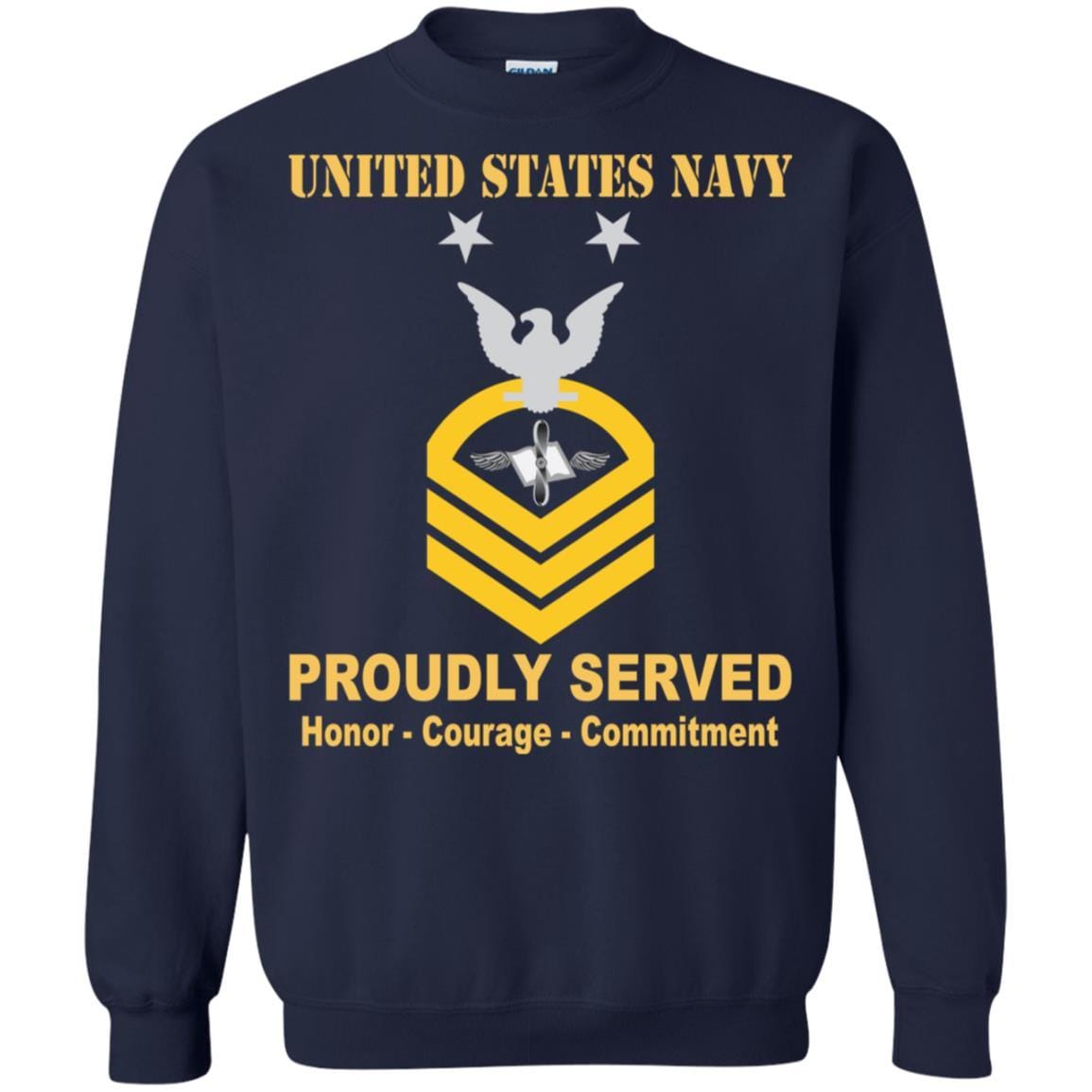 Navy Aviation Maintenance Administrationman Navy AZ E-9 Rating Badges Proudly Served T-Shirt For Men On Front-TShirt-Navy-Veterans Nation