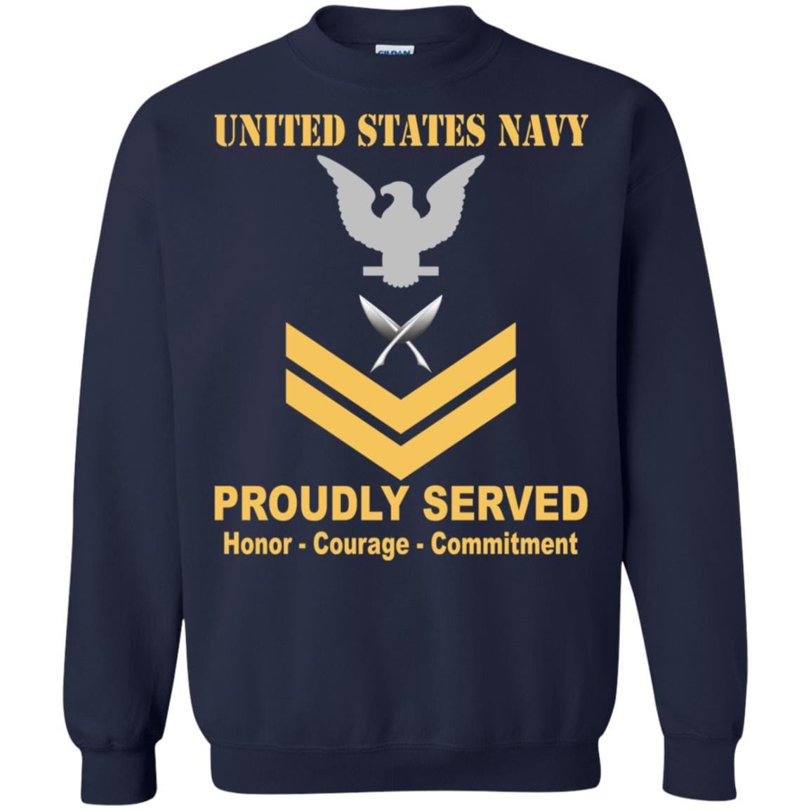 U.S Navy Yeoman Navy YN E-5 Rating Badges Proudly Served T-Shirt For Men On Front-TShirt-Navy-Veterans Nation