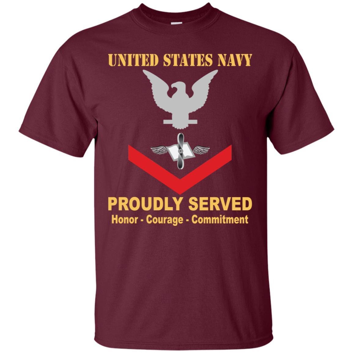 Navy Aviation Maintenance Administrationman Navy AZ E-4 Rating Badges Proudly Served T-Shirt For Men On Front-TShirt-Navy-Veterans Nation