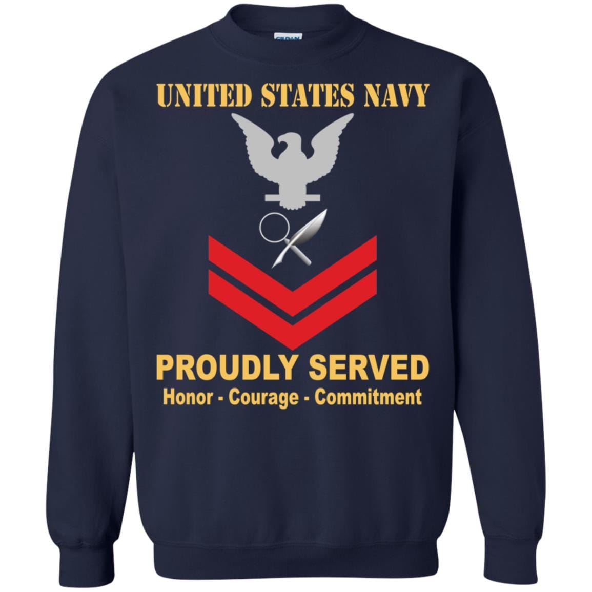 Navy Intelligence Specialist Navy IS E-5 Rating Badges Proudly Served T-Shirt For Men On Front-TShirt-Navy-Veterans Nation