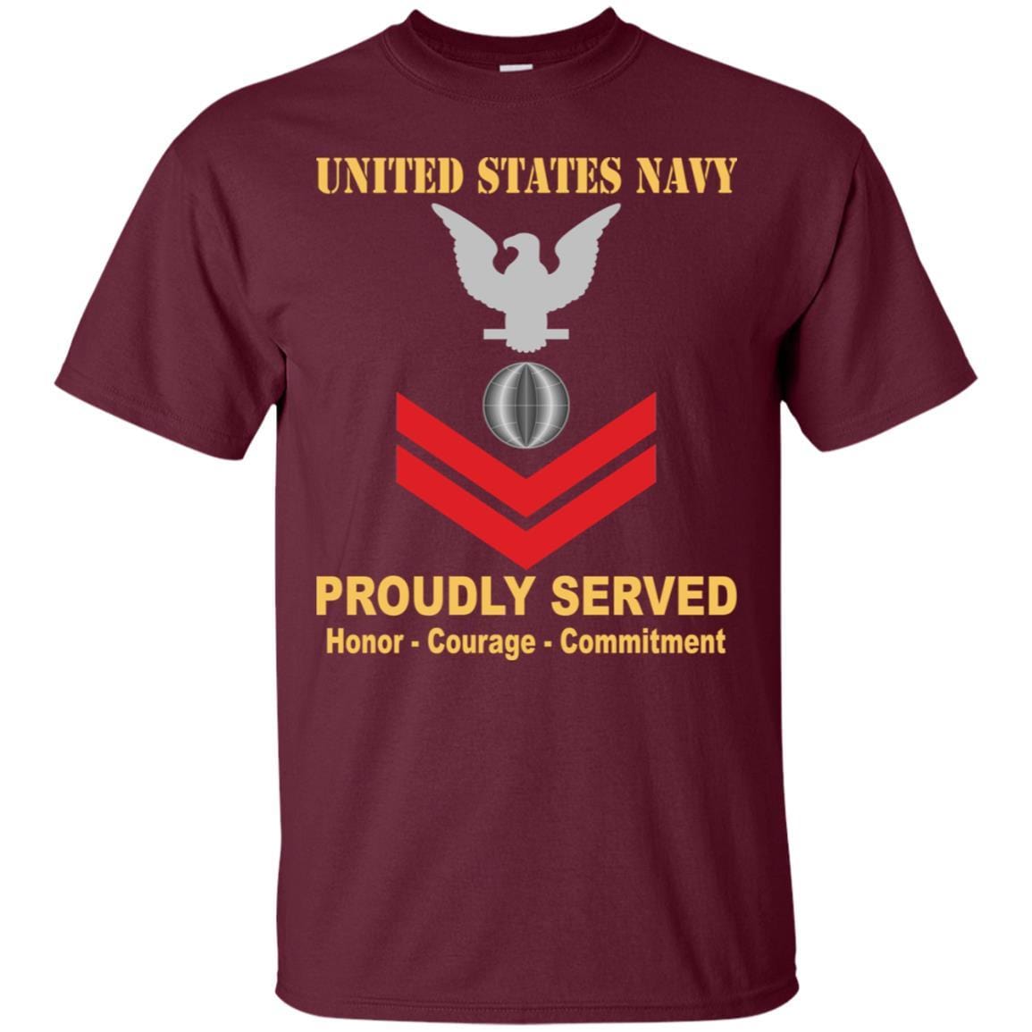 U.S Navy Electrician's mate Navy EM E-5 Rating Badges Proudly Served T-Shirt For Men On Front-TShirt-Navy-Veterans Nation