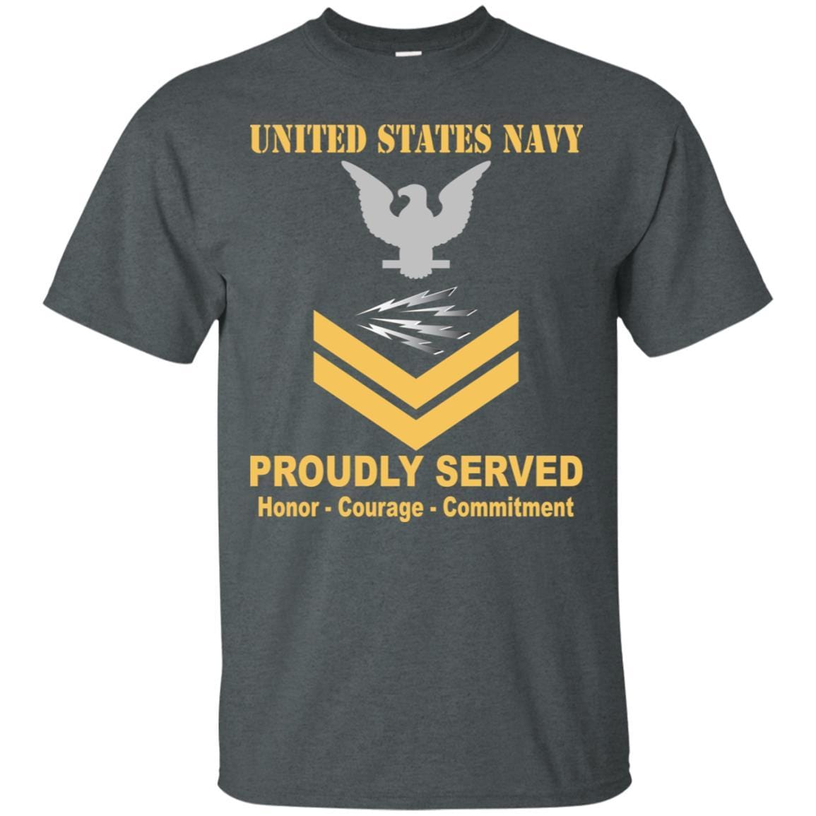 U.S Navy Radioman Navy RM E-5 Rating Badges Proudly Served T-Shirt For Men On Front-TShirt-Navy-Veterans Nation